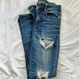 American Eagle distressed super hi-rise skinny jeans